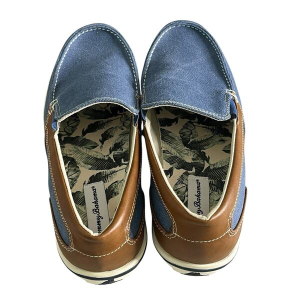 Tommy Bahama Costa Venetian Loafer Men\'s 10 D Canvas Leather Slip On Casual Blue main image 4